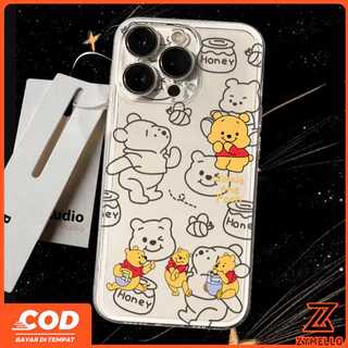 สําหรับOPPO Reno16F 16Pro 15F 15ProMax 14F 14Pro 13F 13Pro 12F 12Pro 11F 11Pro 10Pro 8T 8Z 7Z 6Zน่ารักวินนี่เดอะพูห์สตรอเบอร์รี่หมีกันกระแทกTPUเคสโทรศัพท์