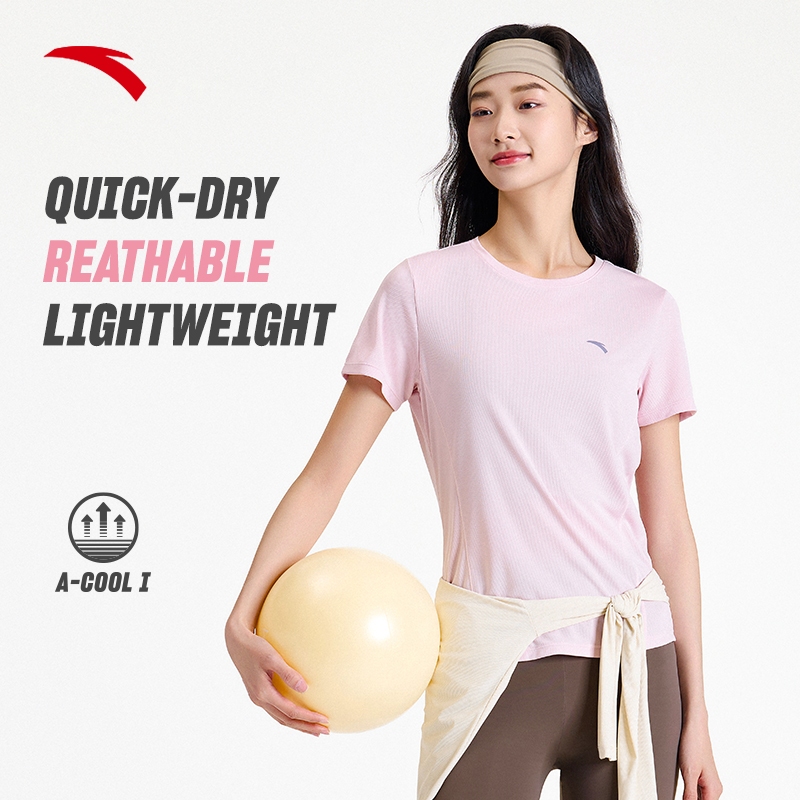 เสื้อยืดฝึกซ้อมผู้หญิง ANTA Loose-Fit Breathable Moisture-Wiking ฟิตเนสแห้งเร็ว 962527112