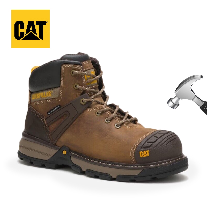 Caterpillar รองเท้านิรภัย รองเท้าบูทหัวเหล็กกันน้ํา สีเทา & สีน้ําตาล 39-44