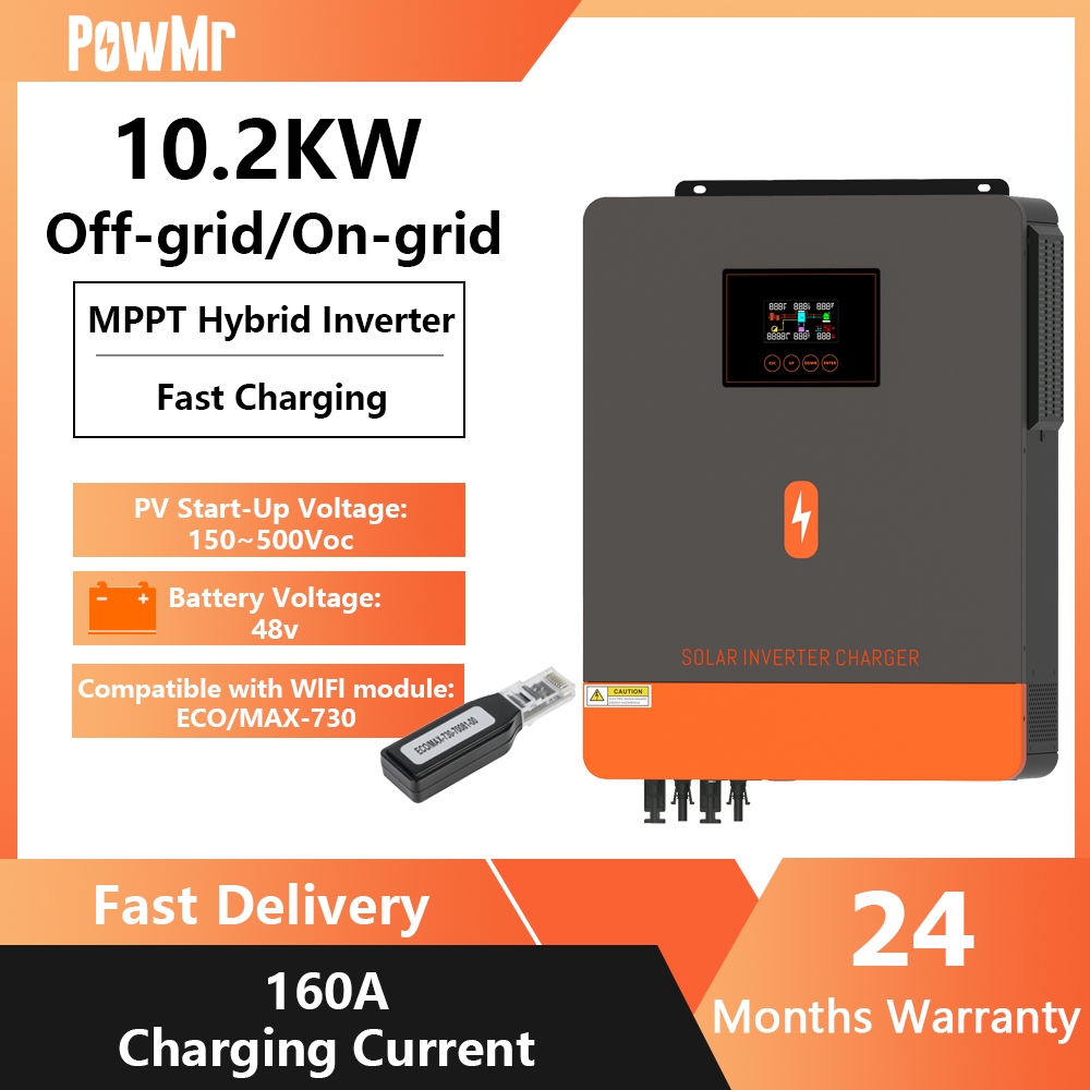 PowMr Mppt 10.2kw On-grid /Off-grid Hybridอินเวอร์เตอร์ 48Vdc 230VAC PVแผงอินพุต 500vdc Pure Sine Wa