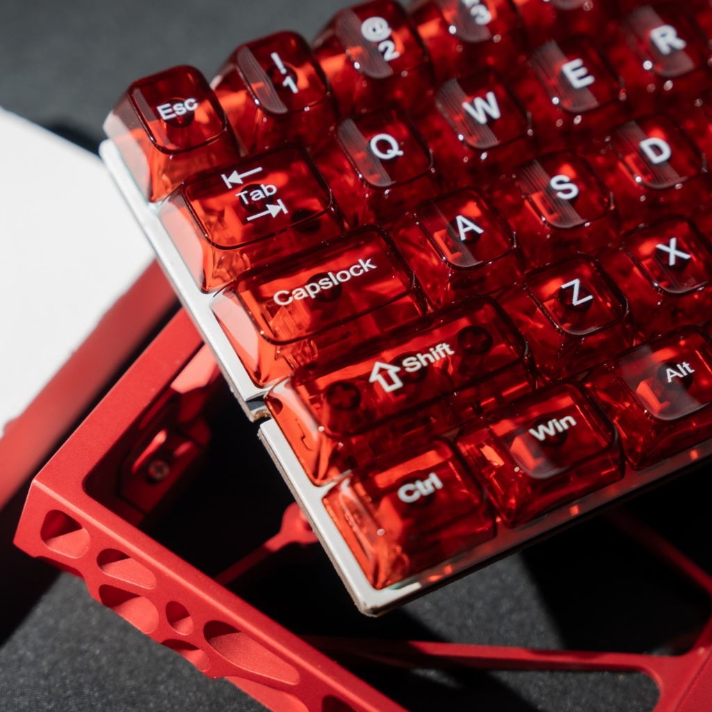 สีแดงโปร่งใส Keycaps ชุด 115 คีย์ MDA โปรไฟล์คริสตัล Custom Keycaps สําหรับ Cherry MX Switches แป้นพ