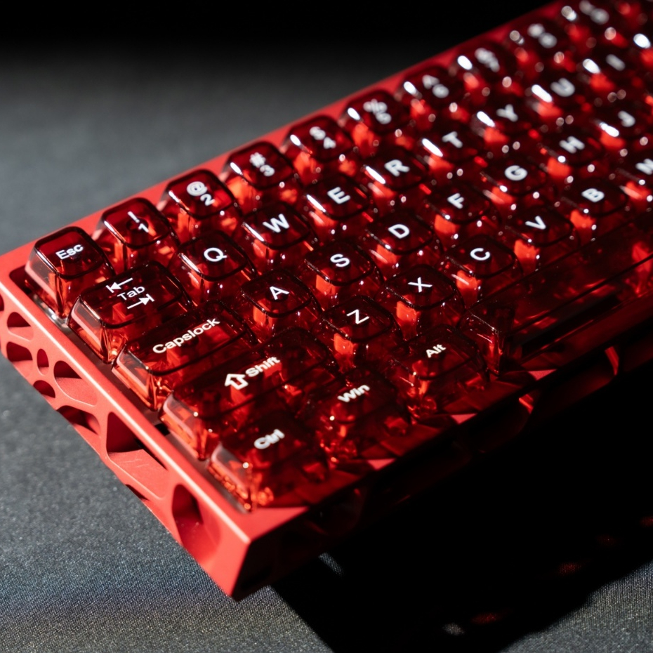 Womier 115 คีย์คีย์ใสสีแดงปุ่มกดโปร่งใส MDA Profiel คริสตัลเซรามิค Custom Keycaps ชุด