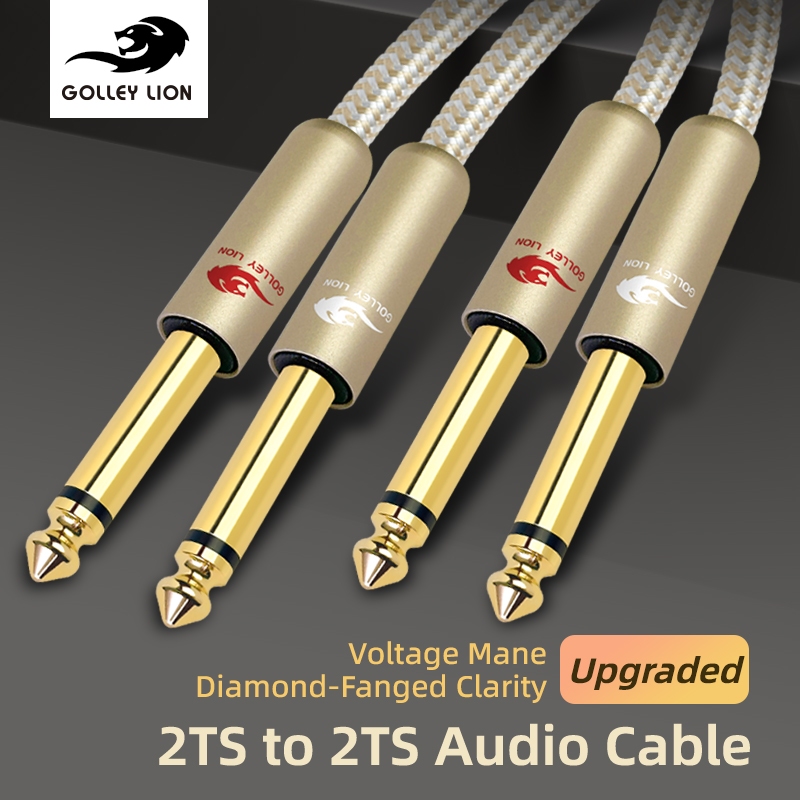 GOLLEY LION Dual 1/4 นิ้ว 6.35 มม.TS ถึง 2TS สเตอริโอเชื่อมต่อสาย Hi-Fi สายสัญญาณเสียงสําหรับลําโพงมิกเซอร์