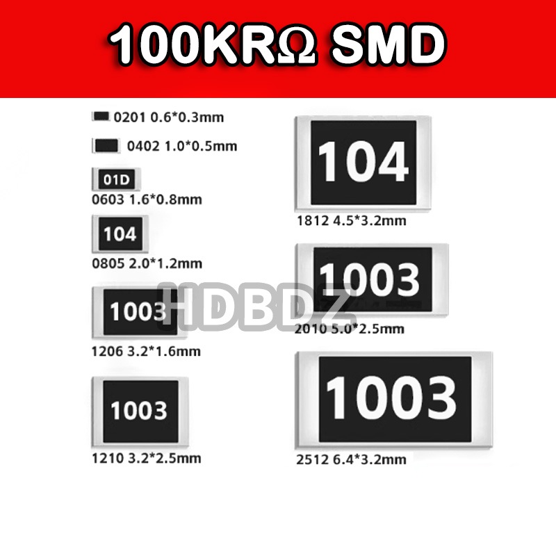 10~100PCS 100KRΩ SMD Resistance accuracy 5%/1% 104/1003 2512