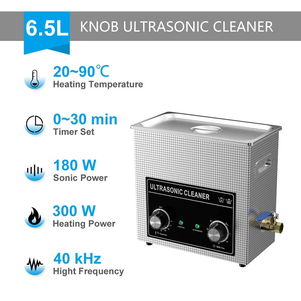 Ultrasonic Cleaner 2L 3.2L 4.5L 6.5L Ultrasounic Transducer 60W ~ 180W พร้อม SUS304 ตะกร้าจาน-เครื่อ