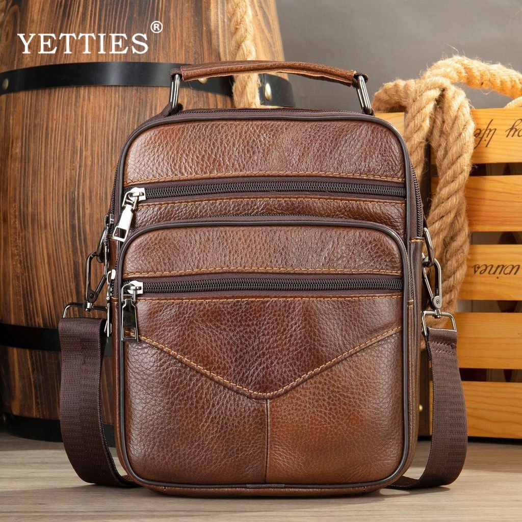 YETTIES กระเป๋าคาดไหล่หนังแท้สำหรับผู้ชาย