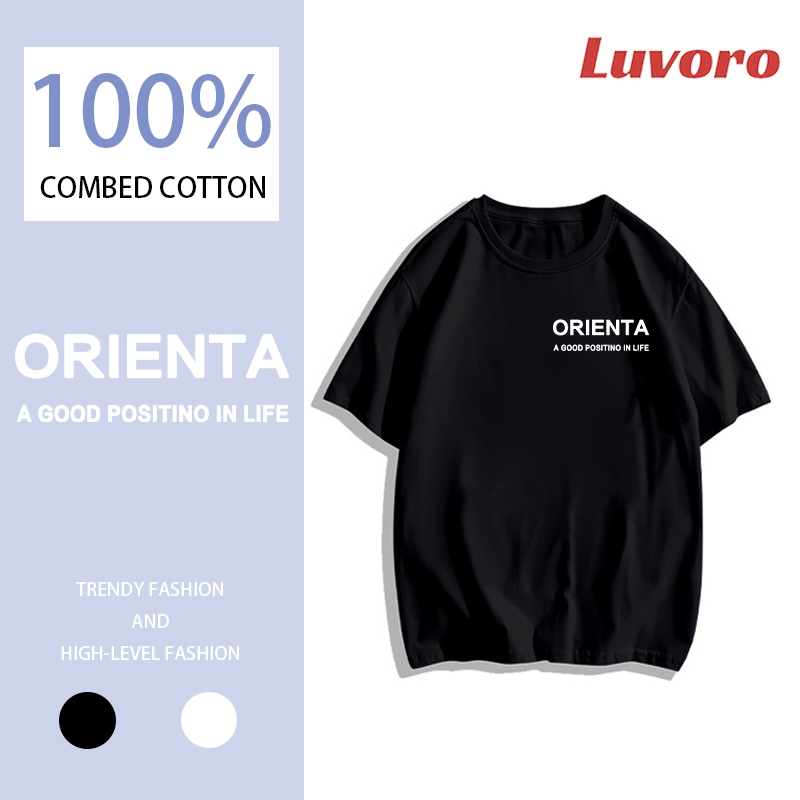 (Cotton 100%) เสื้อยืดชาย ผู้หญิง คอกลม สีดำ สีขาว ORIENTAลวดลาย  วินเทจ แฟชั่นย้อนยุค ผ้าฝ้าย วัยผู้ใหญ่ ชุดคู่รัก พิเศษขนาดใหญ่ Cotton 100 % ค1068