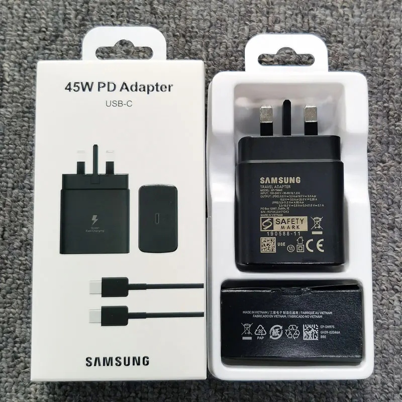 Samsung 25W UK Plug Super Fast PD Wall Adapter Charger 1M USB Type C สําหรับ Galaxy S25 S24 S23 S22 