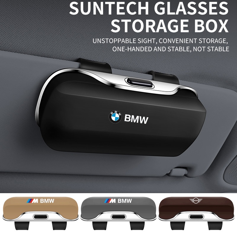 BMW ม่านบังแดดรถยนต์ กล่องแว่นตาระดับไฮเอนด์ในกล่องแว่นกันแดดในรถยนต์ กล่องเก็บของแบบพกพา 1 Series 2 Series 3 Series 4 Series 5 Series 6 Series 7 Series X1 X2 X3 X4 X5 X6 X7