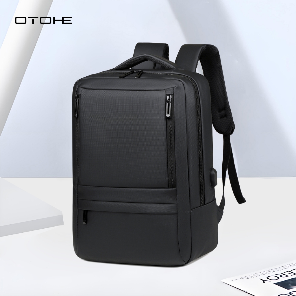 OTOHE แฟชั่นกระเป๋าเป้สะพายหลังผู้ชายธุรกิจแล็ปท็อปกระเป๋าเป้สะพายหลังกันน้ําเนื้อฟิล์มออกแบบความจุขนาดใหญ่กระเป๋าเป้สะพายหลังเดินทาง