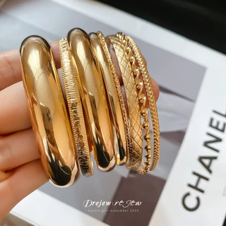 สร้อยข้อมือโลหะลวดลายเงางาม สไตล์เซ็ต 8 ชิ้น สำหรับสวมใส่งานหลากหลายโอกาส ดีไซน์เฉพาะตัว