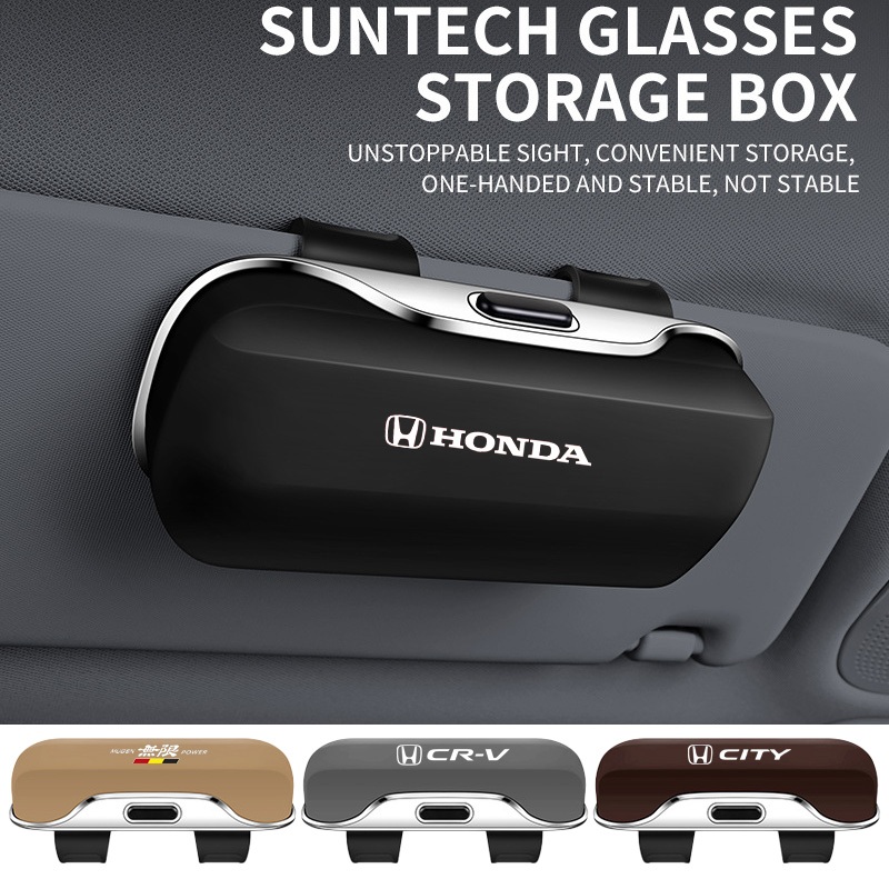 Honda ม่านบังแดดรถยนต์ high-end กล่องแว่นตาในรถแว่นตากันแดดกล่องแบบพกพา City Civci Fit Jazz HRV BRV CRV Brio Accord Lead mobiio
