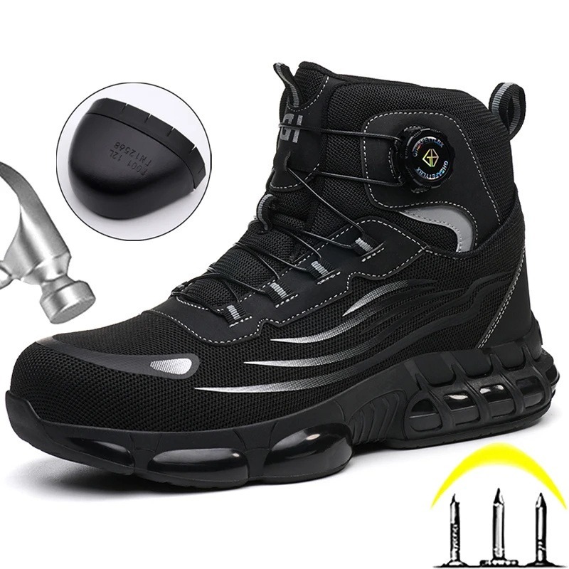 พร้อมส่ง รองเท้าบูทเซฟตี้ หัวเหล็ก กันน้ํา กันเจาะ เพื่อความปลอดภัย ทนทาน สําหรับใส่ทํางาน BS4J