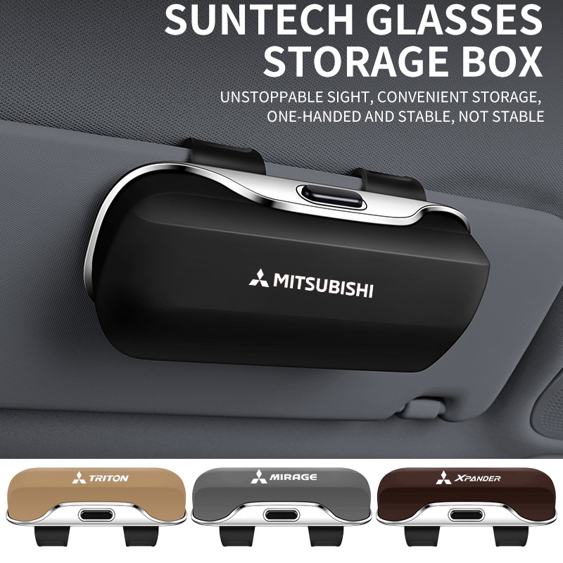 Mitsubishi ม่านบังแดดรถยนต์ กล่องแว่นตาระดับไฮเอนด์ในกล่องแว่นกันแดดรถยนต์ กล่องเก็บของแบบพกพา Attrage Mirage G4 Triton Xpander Pajero Xpander Lancer ASX Storm Kuda Outlander L200