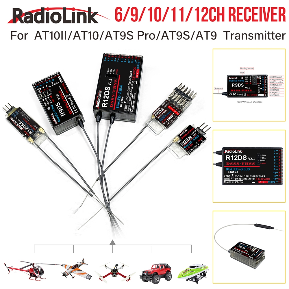 Radiolink RC Receiver R12DS R12DSE R9DS R6DS R6DSM 2.4G 6/9/10/11/12CH Receiver สําหรับเครื่องส่งสัญ