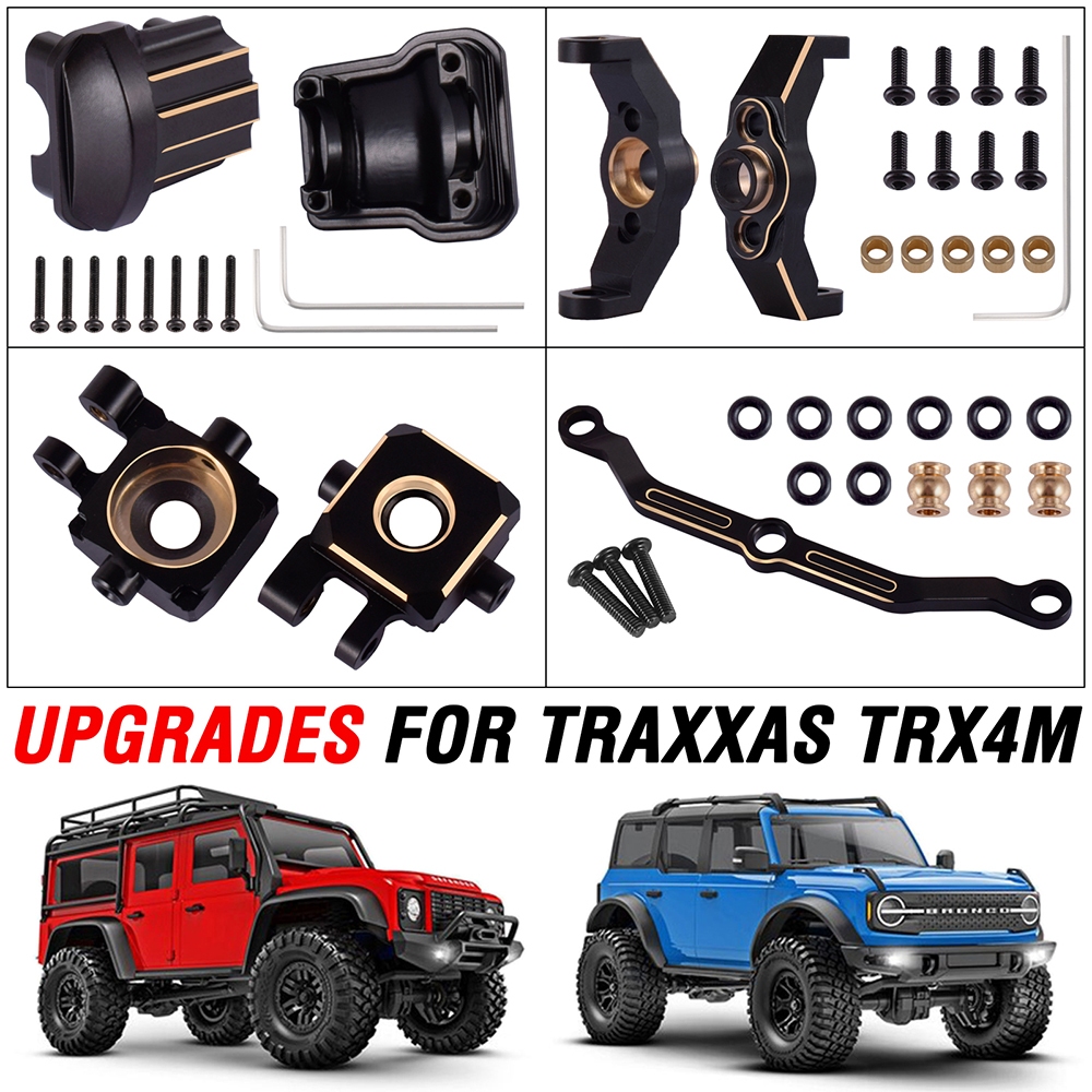 บล็อกลูกล้อพวงมาลัย ทองเหลือง สําหรับอัพเกรดรถไต่หินบังคับ TRX4M Traxxas TRX-4M 1/18