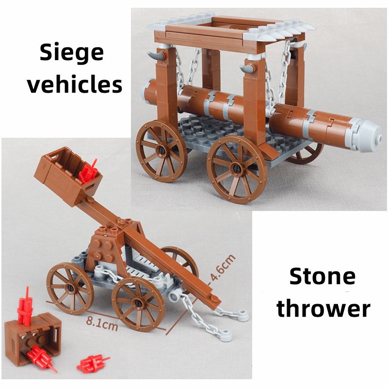 Medival Siege Vehicles Carriage Stone Model ยุคกลางบล็อกตัวต่อเด็กประกอบของเล่น
