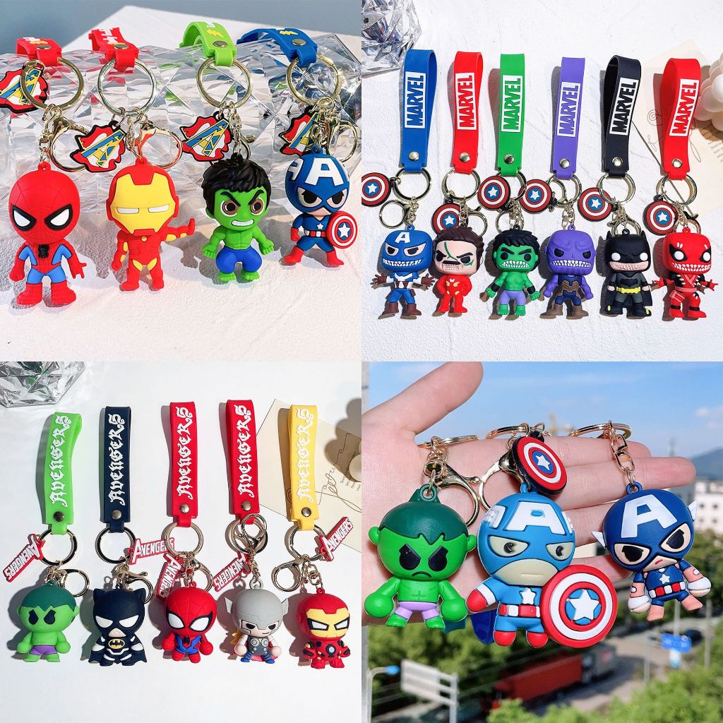 พวงกุญแจ กัปตันอเมริกา Spider-Man Deadpool Wonder Woman Iron Man Batman Superhero จี้ตุ๊กตา