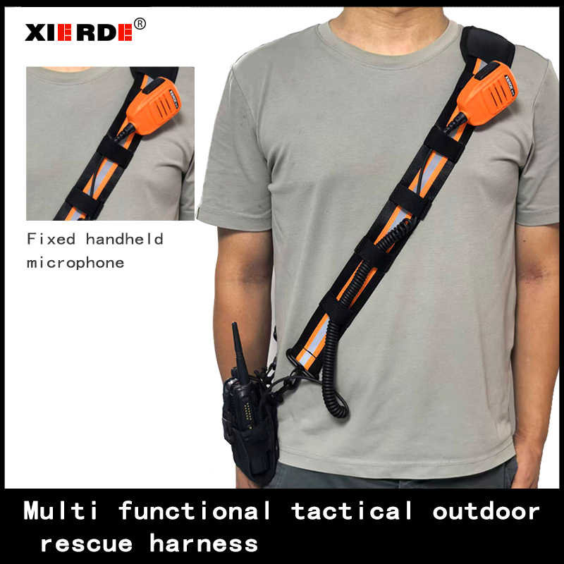 XIERDE เข็มขัดยุทธวิธีกลางแจ้ง Duty Field Hiking Hotel Security Fire การบ้าน Hand Station กระเป๋าสะพาย Messenger กระเป๋าสะพายกระเป๋าหน้าอกสถานีมือฝาครอบป้องกันคลิปสายคล้องไหล่ไมโคร