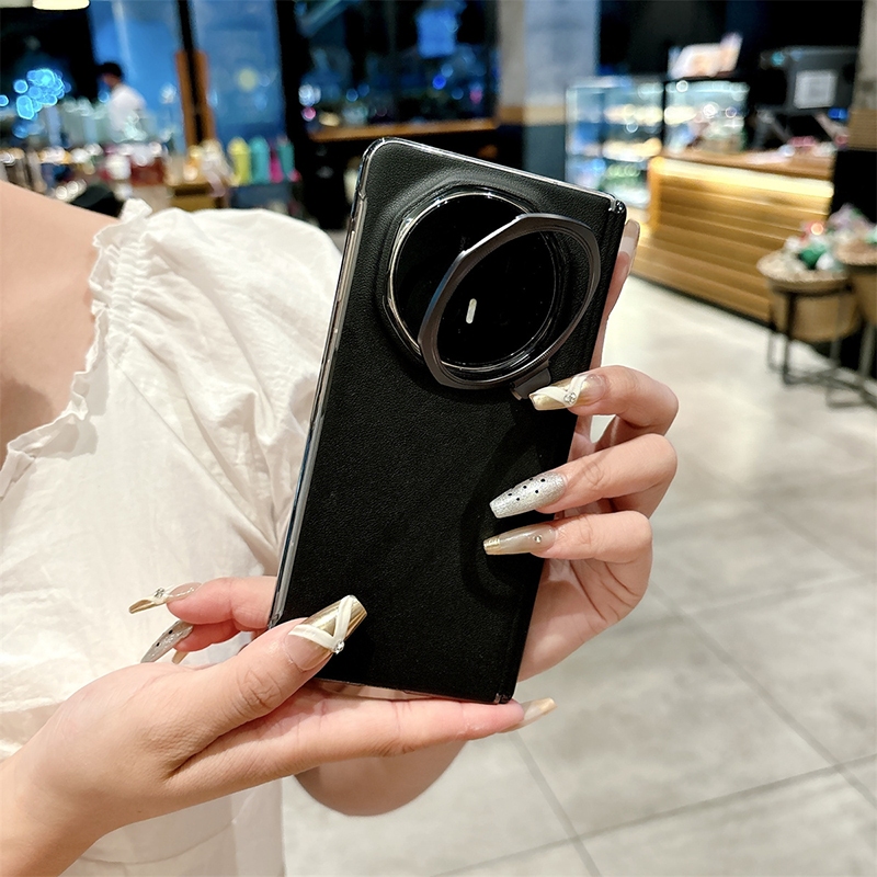 MagicV5 ปลอกสําหรับ Honor Magic V5 บานพับหนัง PU เลนส์แหวนวงเล็บ Hard กันกระแทก Hard โทรศัพท์มือถือกรณีฝาครอบ