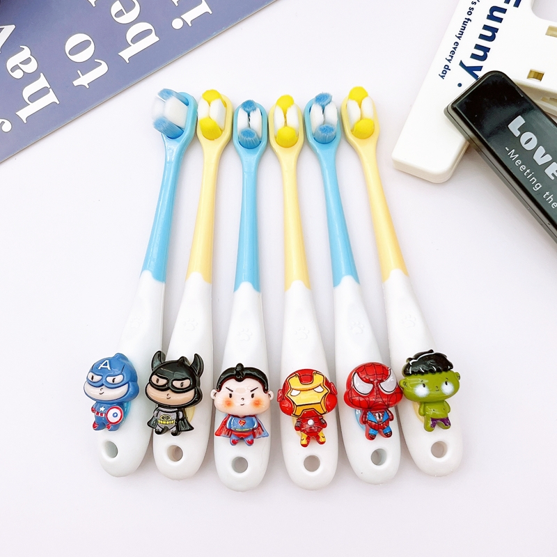 มนุษย์แมงมุม แปรงสีฟันเด็กขนแปรงนุ่ม 3-6 ปี 6 ถึง 12 ปีขนแปรงนุ่มแปรงสีฟันป้องกันฟันแบทแมนไอรอนแมนทีมอเมริกัน