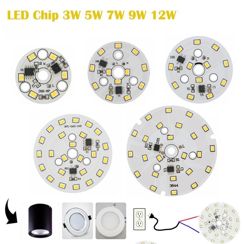 ชิป LED Light Board 3W 5W 7W 9W 12W SMD 2835 โมดูลวงกลมแหล่งกําเนิดแสงแผ่น AC 220V-240V สําหรับ DIY LED Downlight เย็น Warm white Light ชิปหลอดไฟ