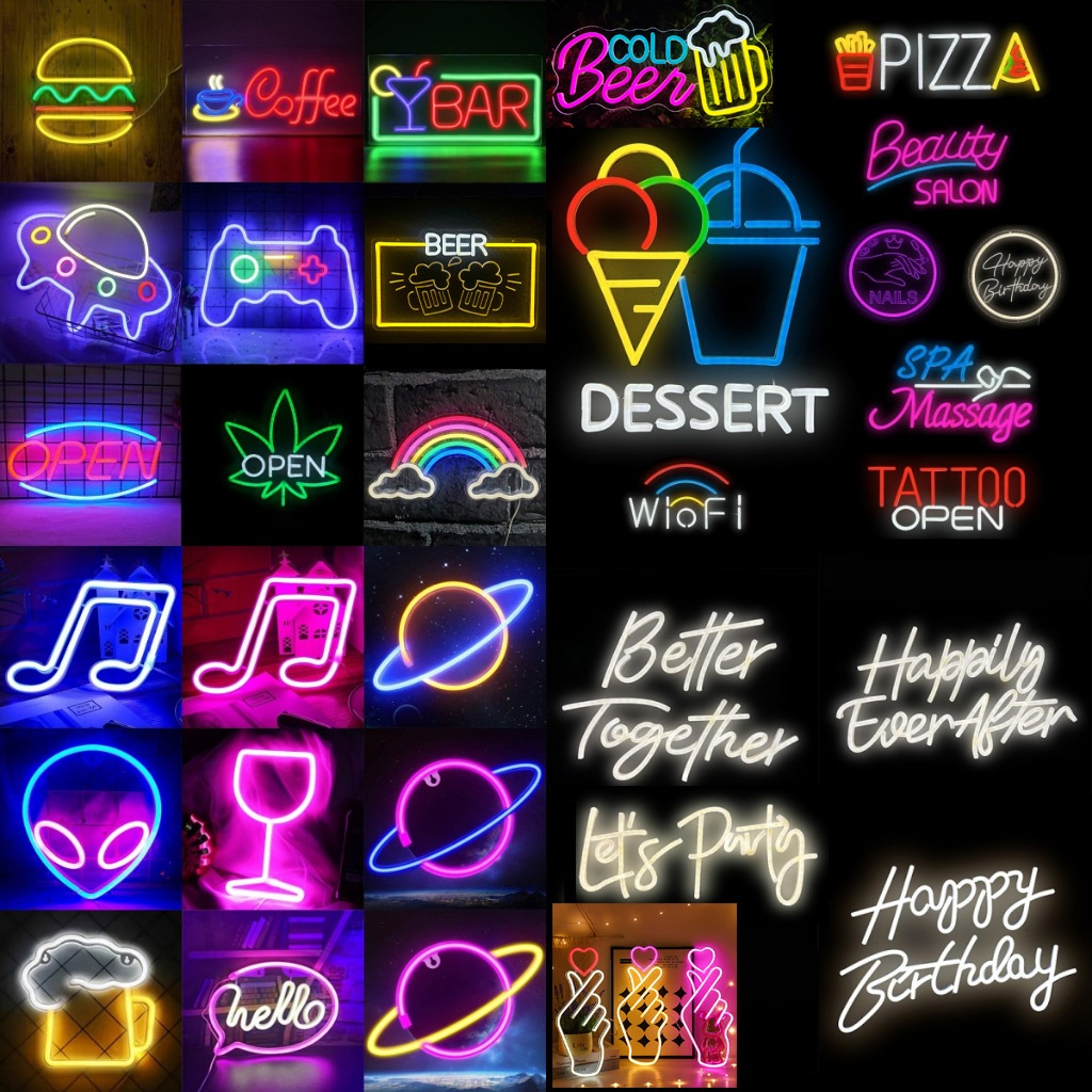 ป้ายไฟ led ไฟติดผนัง ไฟนีออน ป้าย open สำหรับไฟแต่งร้าน ป้ายไฟ ไฟแต่งห้อง ด้วย usb /แบตเตอรี่ ป้าย happy birthday สำหรับการตก แต่งปาร์ตี้