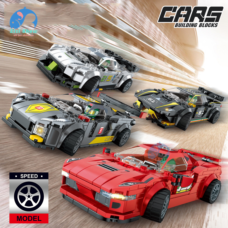 เด็กชายอาคารบล็อกของเล่น,แข่งรถสร้างของเล่นเด็กโต้ตอบของขวัญ76899