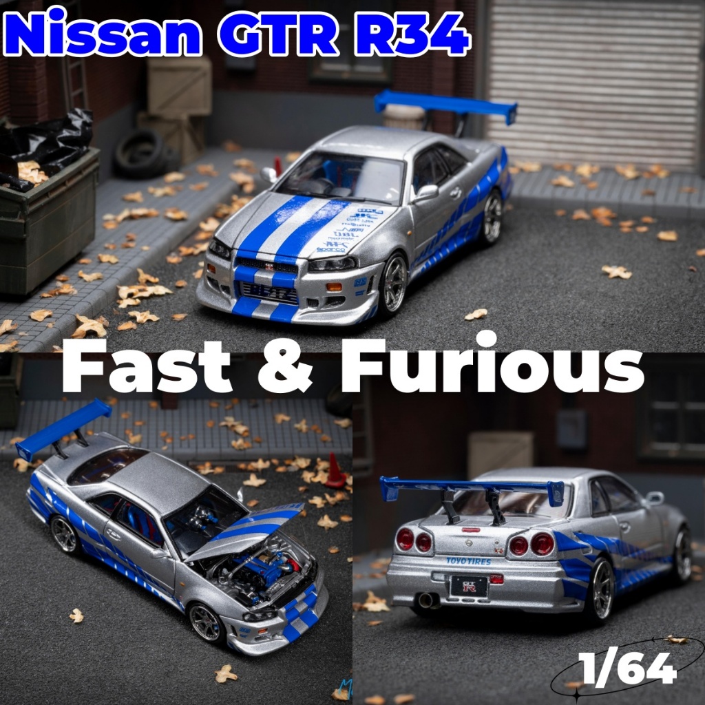 Focal Horizon-FH 1/64 Nissan Skyline GT-R R34 "Fast & Furious" Paul Walker โมเดลรถ รถของเล่น สําหรับ