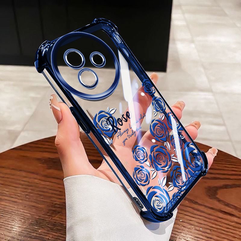 YBD Anti Fall สี่มุมสําหรับ Vivo Y39 5G Y38 Y58 T3X 5G เคสโทรศัพท์ใสภาพวาดสีน้ํามันสไตล์ดอกไม้ (พร้อมการป้องกันเลนส์) - รูปที่ 2