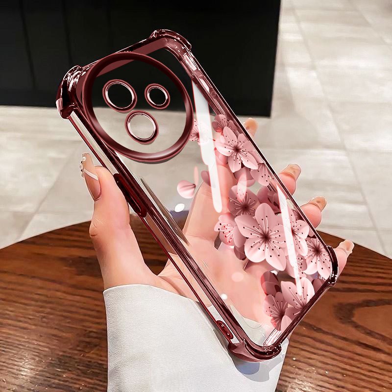 YBD Anti Fall สี่มุมสําหรับ Vivo Y39 5G Y38 Y58 T3X 5G เคสโทรศัพท์ใสภาพวาดสีน้ํามันสไตล์ดอกไม้ (พร้อมการป้องกันเลนส์) - รูปที่ 4