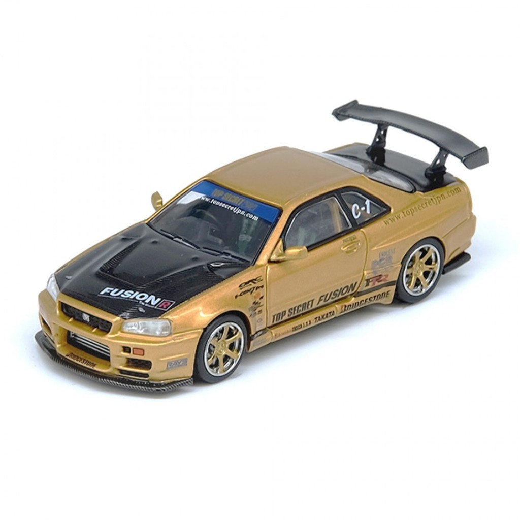 Inno64 IN64-R34TS-GOLD 1/64 TOP SECRET R34 GT-R Gold รถโมเดลขนาดDiecast