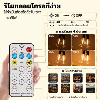 Lumival Solar ไฟสตริงโซล่าเซลล์ ST38 ไฟวินเทจLED หลอดไฟ ไฟปิงปอง ไฟประดับสวน ประหยัดมาก ทนแดด IP65 กันน้ำ เหมาะสำหรับภายนอกอาคาร