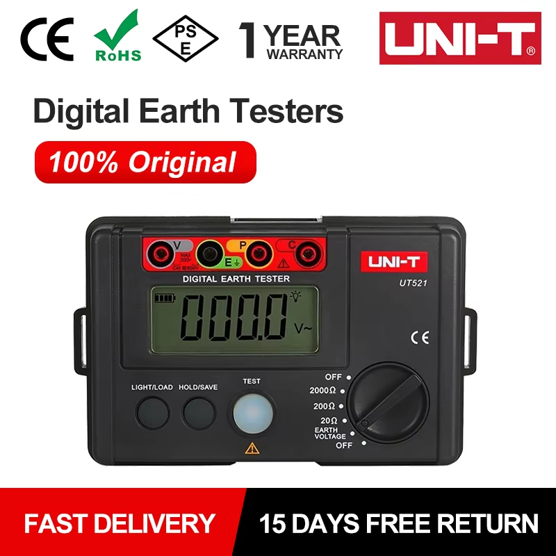 UNI-T UT521 UT522 Grounding Resistance Tester Low Voltage Display Data Storage Over Range Display LC