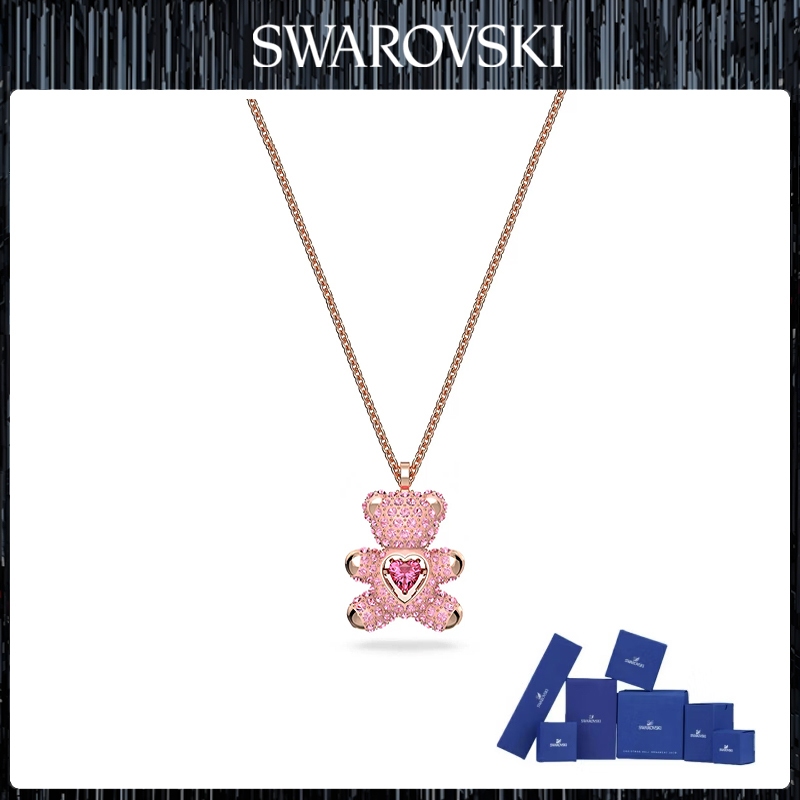 SWAN TEDDY Pink TEDDY Bear Heart Bear Necklace ของขวัญสุดหรูคลาสสิก