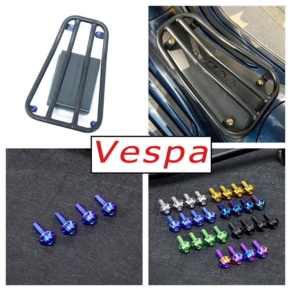 FLAWLESSTI Gr5 Titanium Bolt กระเป๋าเดินทาง Bracket Self-SแตะสกรูสําหรับVespa Sprint 150 Primavera 150 GTS 300 GTV 300