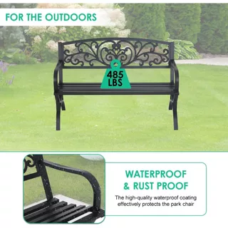 Garden Bench ม้านั่งกลางแจ้ง Patio Bench สําหรับกลางแจ้งโลหะ Porch Clearance ทํางาน Entryway เฟอร์นิเจอร์โครงเหล็กสําหรับ Yard