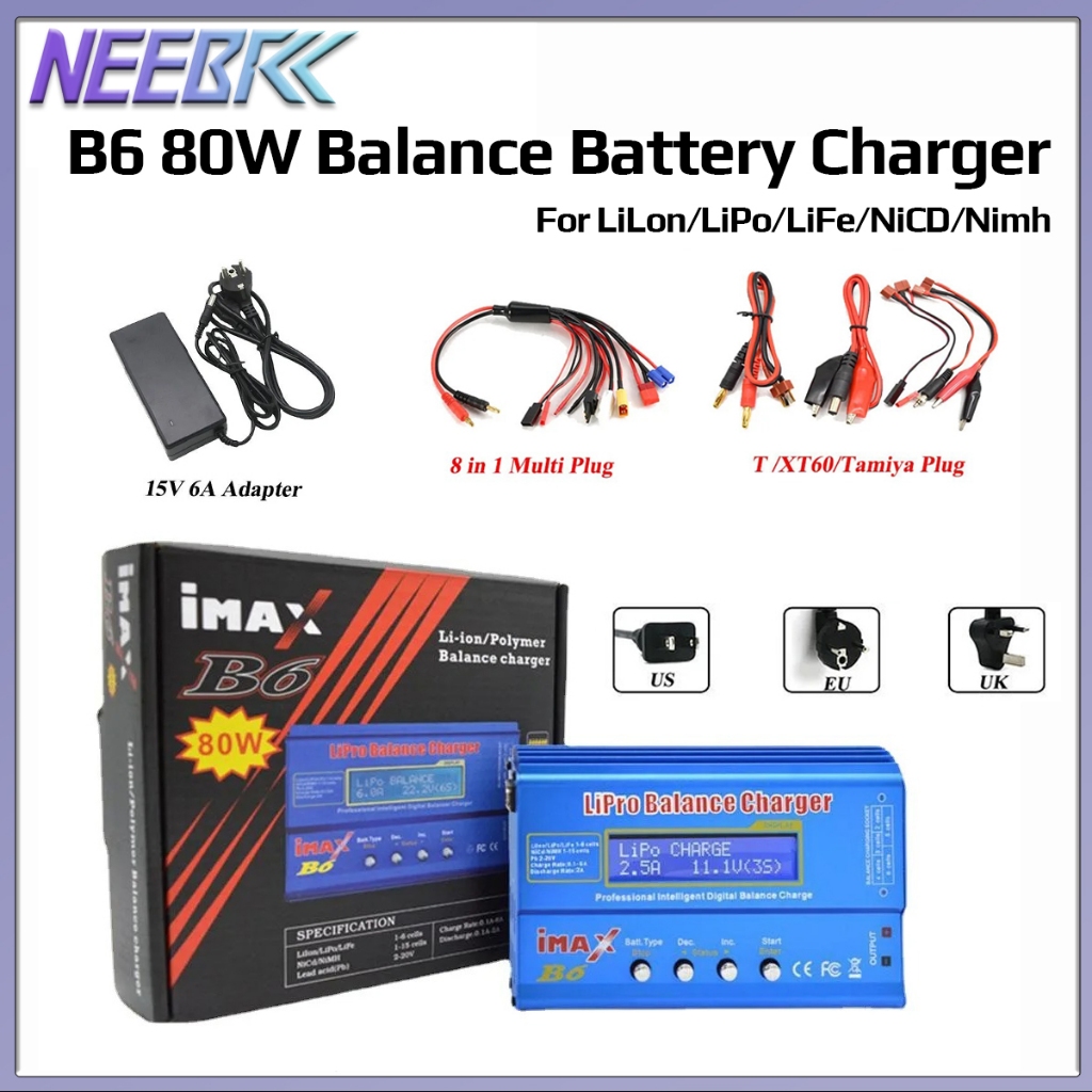 (จัดส่ง 24 ชม.) IMAX B6 80W Charger Balance แบตเตอรี่ Lipo NiMh Li-ion Ni-Cd Digital RC Discharger ฟ