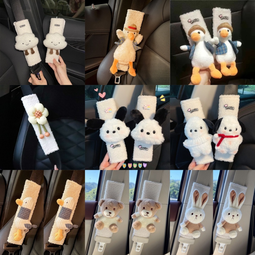 ปลอกหุ้มเข็มขัดนิรภัยรถยนต์ ผ้ากํามะหยี่ขนนิ่ม ลายการ์ตูนน่ารัก แบบสร้างสรรค์ สําหรับตกแต่งภายในรถยนต์