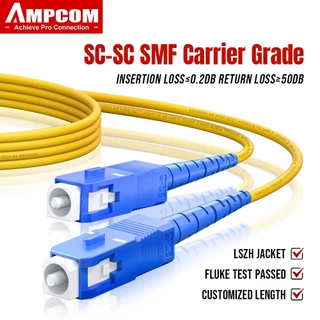 AMPCOM OS1 SC-SC Simplex สายไฟเบอร์ออปติก 1G Gigabit Singlemode 9/125μm LSZH 2.0mm 3.0mm (1-30M) UPC Fiber Optic Jumper รองรับการปรับแต่ง