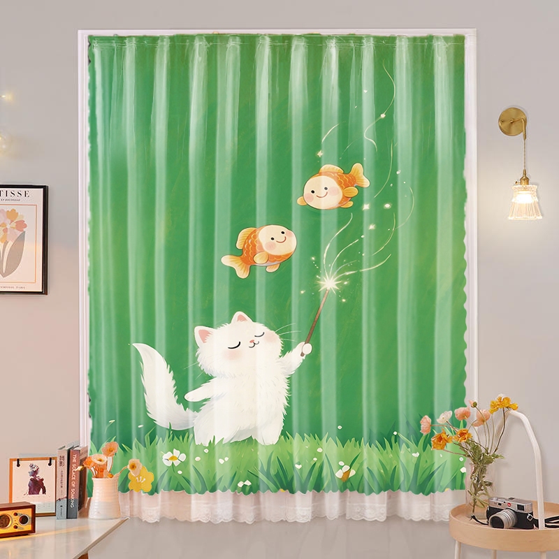 แนะนำ ผ้าม่าน ผ้าม่านการ์ตูนผ้ากอซ Velcro ปราศจากการเจาะ ราคาพิเศษ มีเก็บเงินปลายทาง