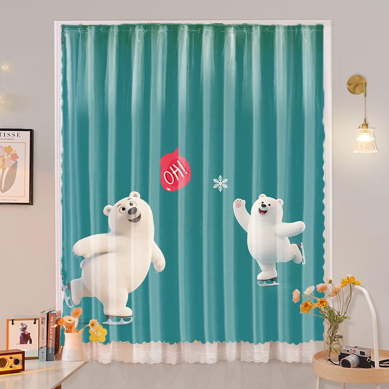 แนะนำ ผ้าม่าน ผ้าม่านการ์ตูนผ้ากอซ Velcro ปราศจากการเจาะ ราคาพิเศษ มีเก็บเงินปลายทาง