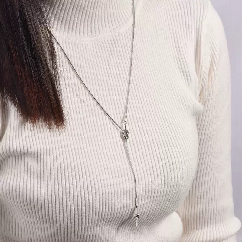 สร้อยคอสแตนเลส จี้รูปหัวใจ ประดับปม ติดทนนาน แบบเรียบง่าย ราคา ถูกที่สุด ดีลบีเคเค แกลเลอรีภาพที่ 6