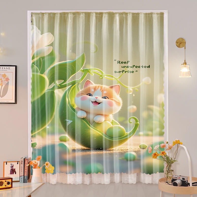 แนะนำ ผ้าม่าน ผ้าม่านการ์ตูนผ้ากอซ Velcro ปราศจากการเจาะ ราคาพิเศษ มีเก็บเงินปลายทาง