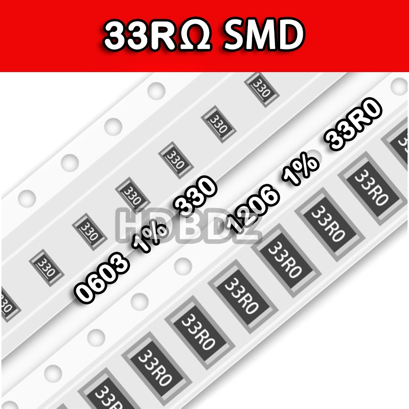 10~100PCS 33RΩ SMD Resistance accuracy5%/1% 330/33R0 0603 0805 1206 2512