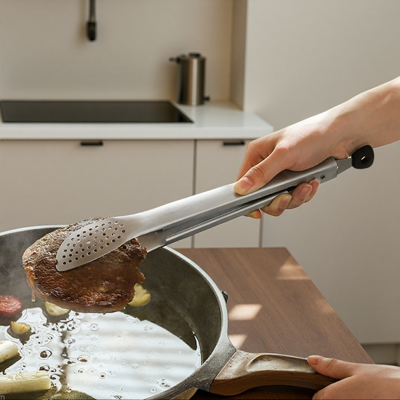 คีมสเตนเลส304 เกรดอาหาร | อุปกรณ์ครัวสำหรับปิ้งย่าง จับสลัด และอาหาร | Stainless Steel Tongs for BBQ, Kitchen & Salad