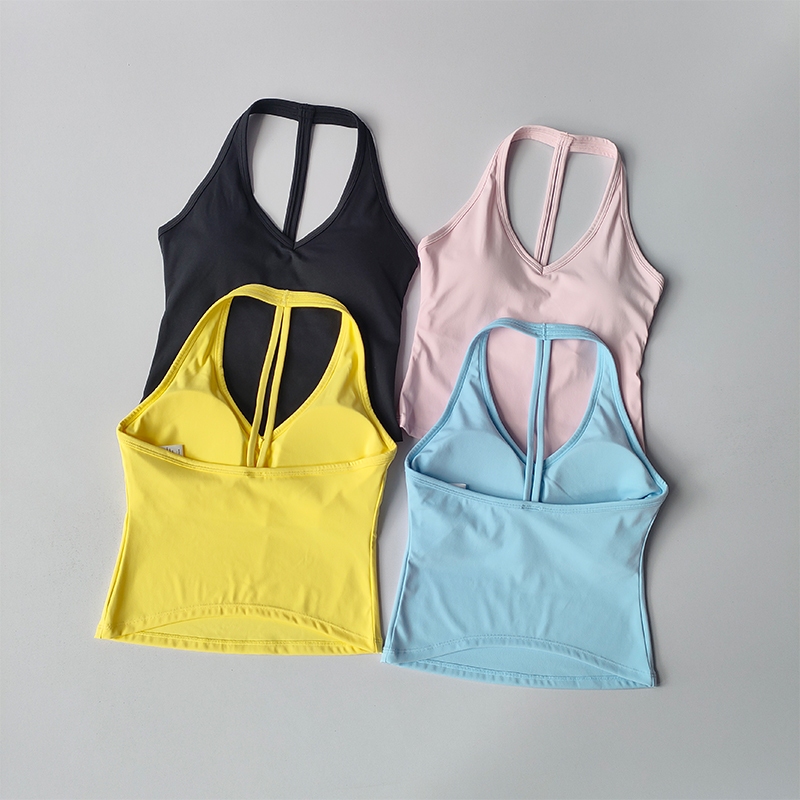 กีฬา Bras ผู้หญิง V คอฤดูร้อน Halterneck สวยกลับเสื้อผ้าโยคะเสื้อกั๊ก Gathering Running Training Fitness Bras