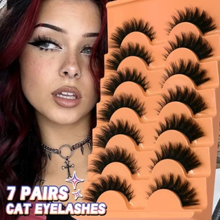 ขนตาปลอมปุย Natural Mink Lashes ดูเหมือน Extensions Fluffy 3D Volume Fake Lashes