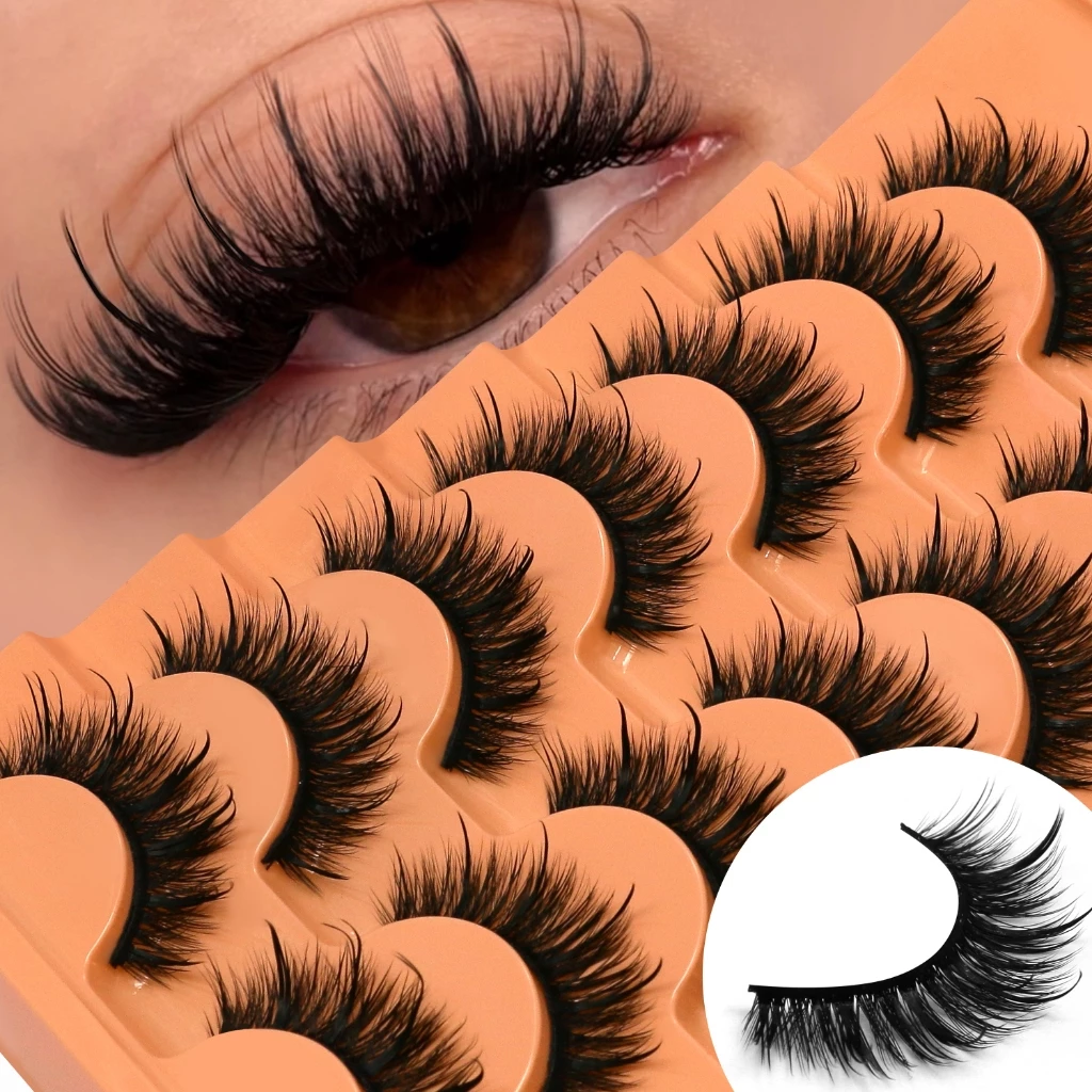 ขนตาปลอมปุย Natural Mink Lashes ดูเหมือน Extensions Fluffy 3D Volume Fake Lashes
