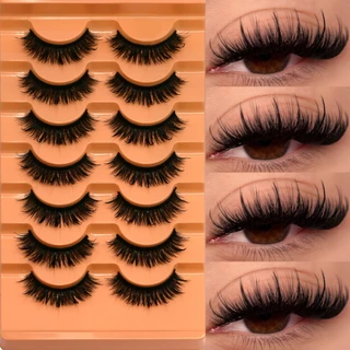 ขนตาปลอมปุย Natural Mink Lashes ดูเหมือน Extensions Fluffy 3D Volume Fake Lashes
